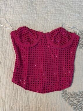 White fox Fuchsia Embellished Bustier Top